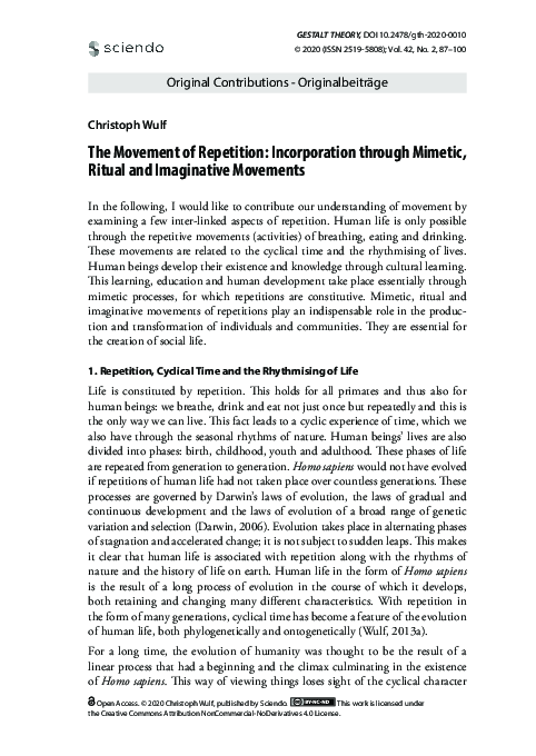 (PDF) The Movement of Repetition: Incorporation through Mimetic, Ritual ...