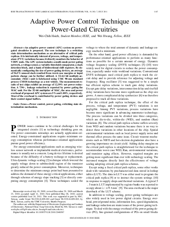 (PDF) Adaptive Power Control Technique on Power-Gated Circuitries