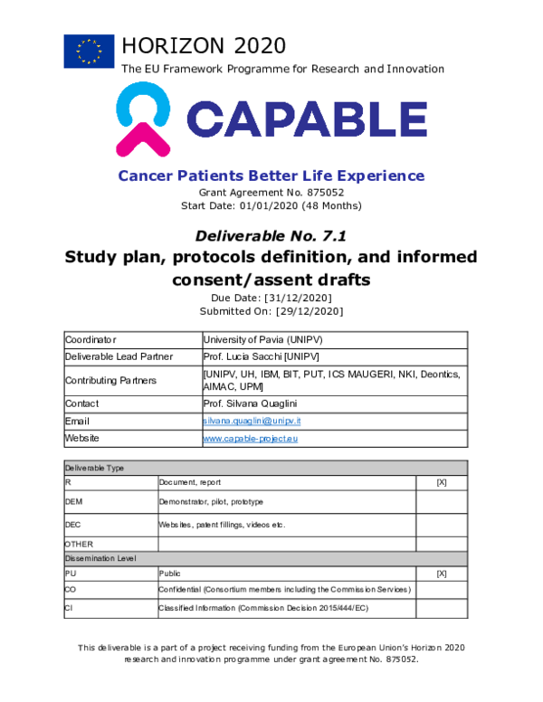 (PDF) CAPABLE D7.1: Study Plan, Protocols Definition, and Informed ...