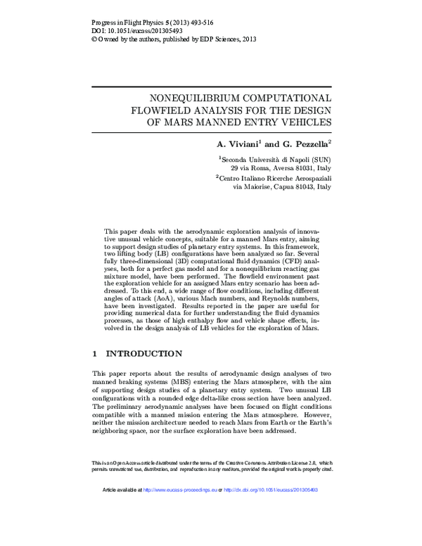 (PDF) Nonequilibrium computational flowfield analysis for the design of ...