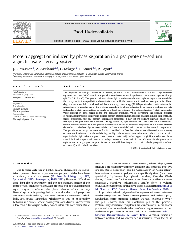(PDF) Protein aggregation induced by phase separation in a pea proteins ...