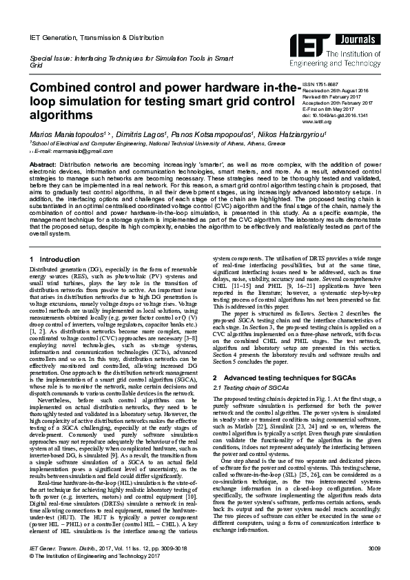 (PDF) Combined control and power hardware in‐the‐loop simulation for ...