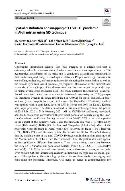 (PDF) Spatial distribution and mapping of COVID-19 pandemic in ...