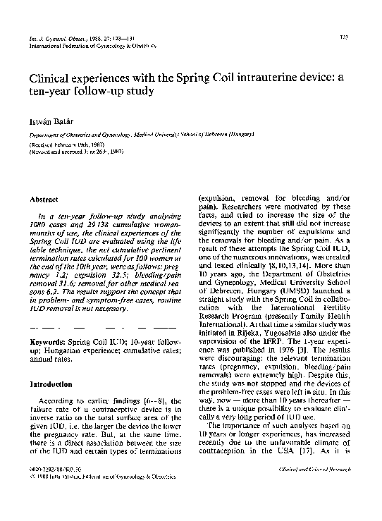 (PDF) Clinical experiences with the Spring Coil intrauterine device: a ...