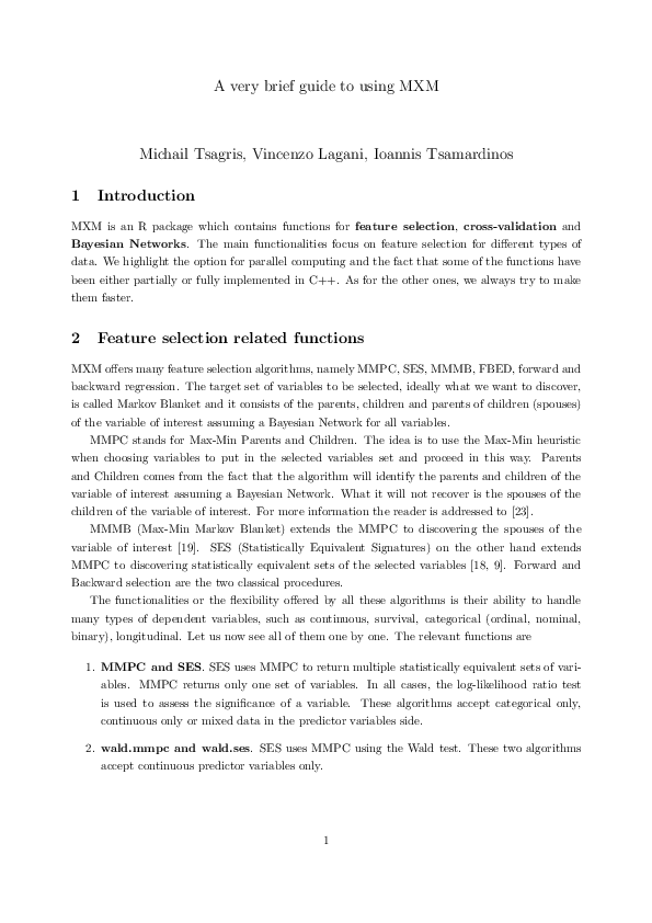 (PDF) A very brief guide to using MXM