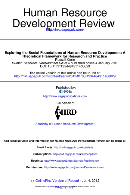 (PDF) Exploring the Social Foundations of Human Resource Development