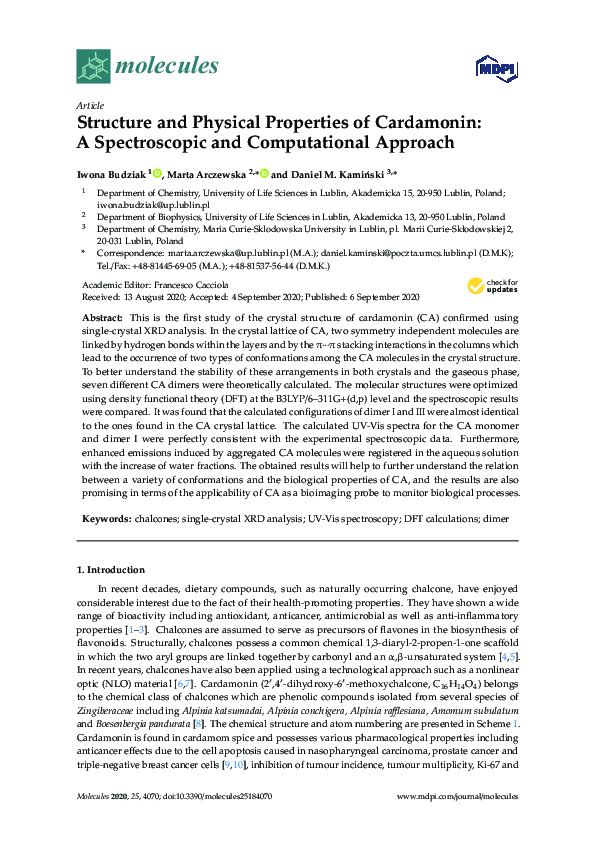 (PDF) Structure and Physical Properties of Cardamonin: A Spectroscopic ...