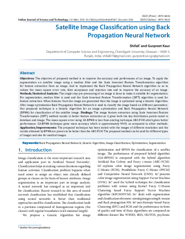 (PDF) Satellite Image Classification using Back Propagation Neural ...