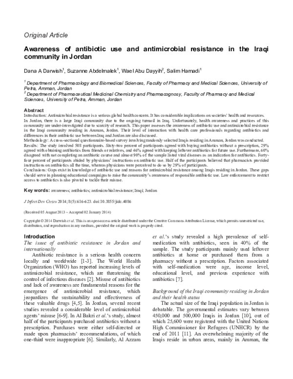 (PDF) Awareness of antibiotic use and antimicrobial resistance in the ...