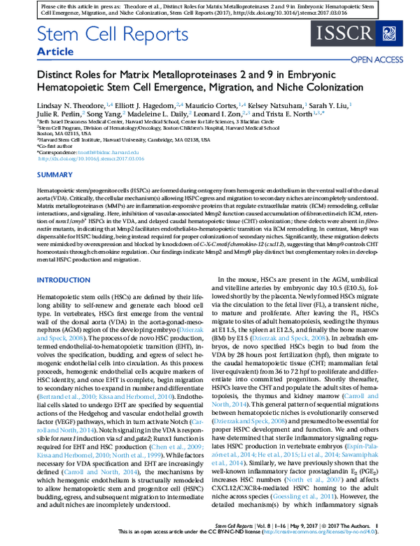(PDF) Distinct roles for matrix metalloproteinases 2 and 9 in embryonic ...