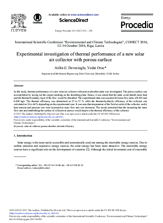 (PDF) Experimental Investigation of Thermal Performance of Solar Air ...