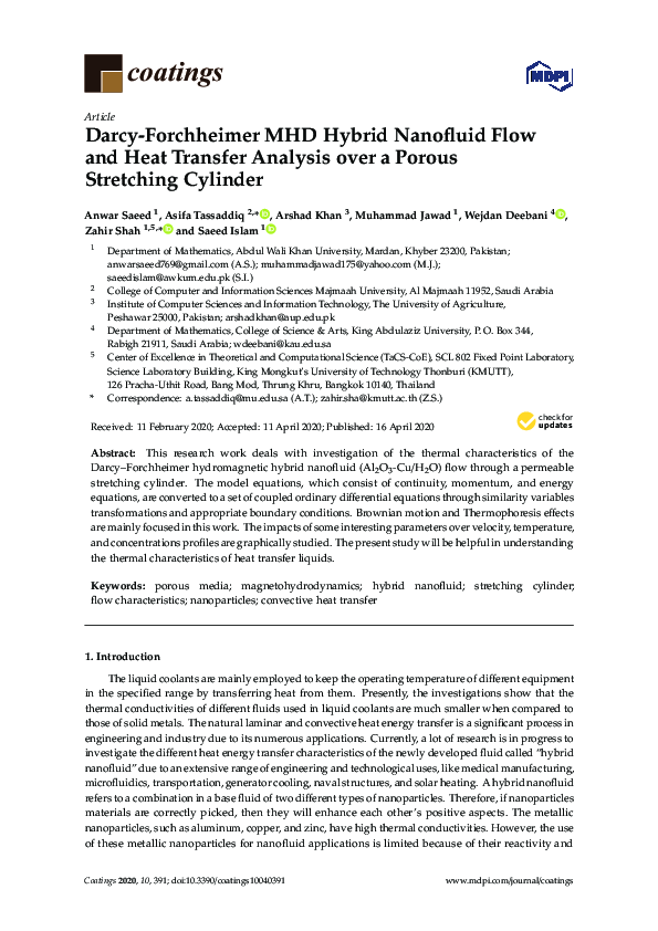 (PDF) Darcy-Forchheimer MHD Hybrid Nanofluid Flow and Heat Transfer ...