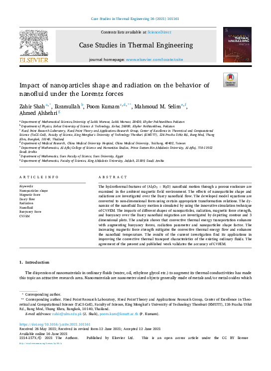 (PDF) Impact of nanoparticles shape and radiation on the behavior of ...