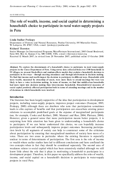 (PDF) The role of wealth, income, and social capital in determining a ...