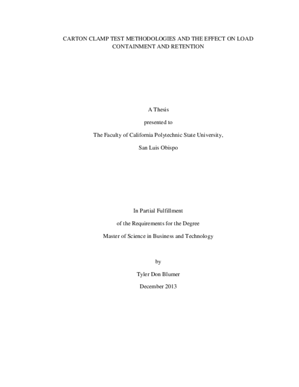 (PDF) Carton Clamp Test Methodologies and the Effects on Load ...