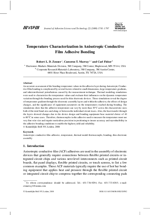 (PDF) Temperature Characterization in Anisotropic Conductive Film