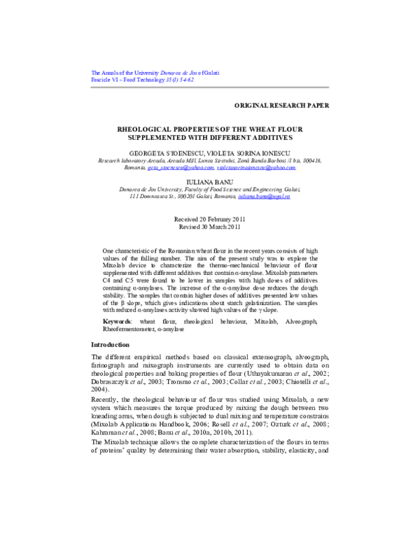 (PDF) Rheological Properties of the Wheat Flour Supplemented with ...