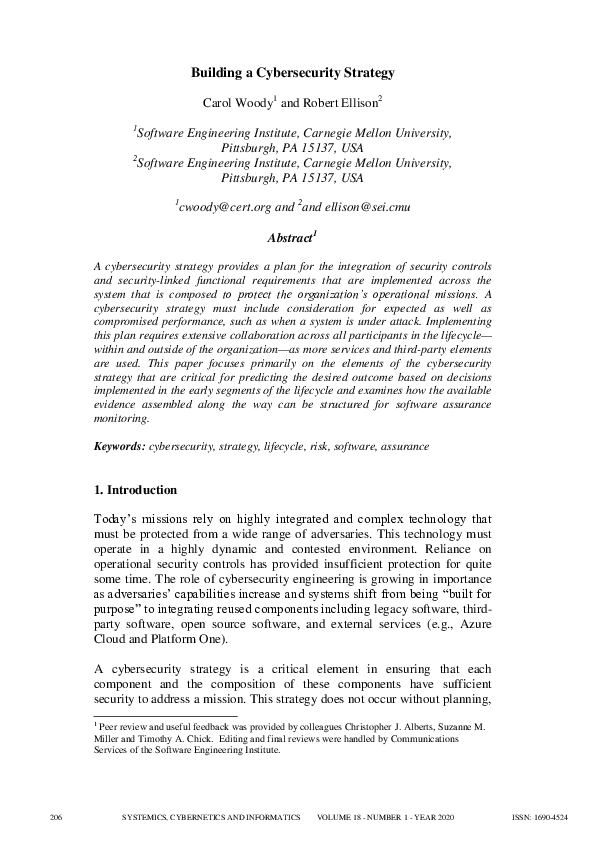 (PDF) Building a Cybersecurity Strategy