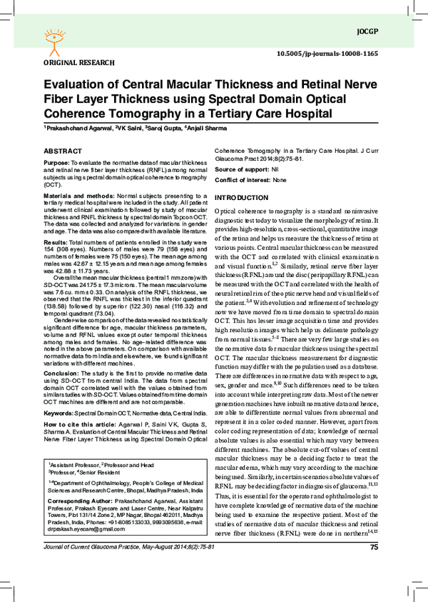 (PDF) Evaluation of Central Macular Thickness and Retinal Nerve Fiber ...