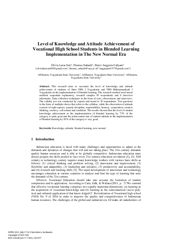(PDF) Level of Knowledge and Attitude Achievement of Vocational High ...