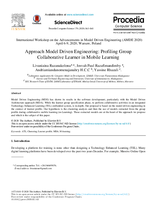 (PDF) Approach Model Driven Engineering: Profiling Group Collaborative ...