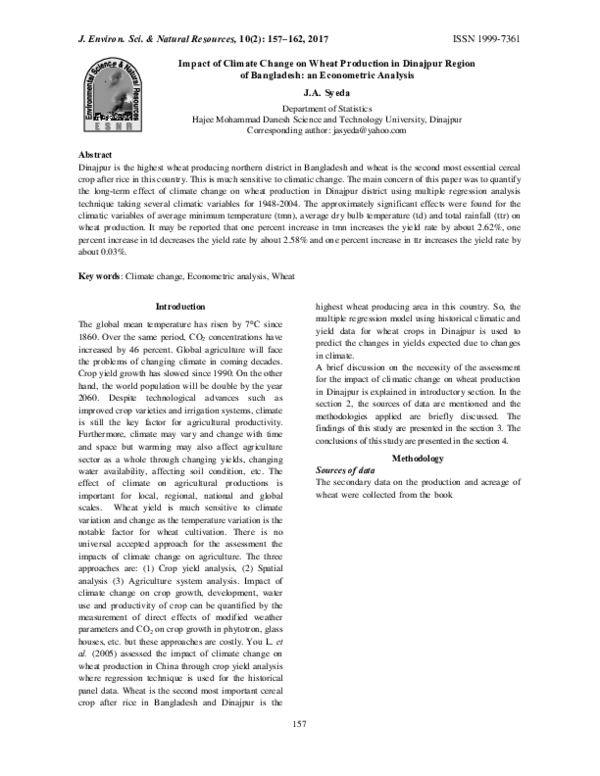 (PDF) Impact of Climate Change on Wheat Production in Nepal