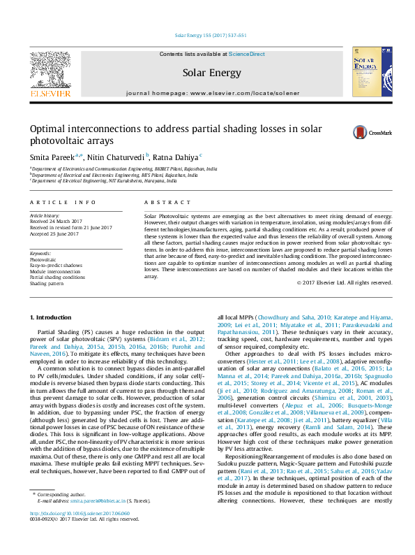 (PDF) Optimal interconnections to address partial shading losses in ...