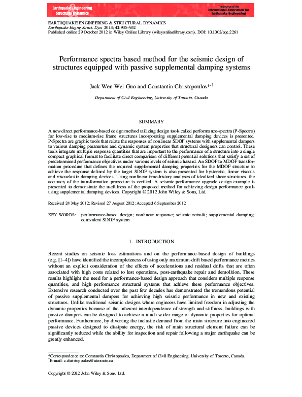 (PDF) Performance spectra based method for the seismic design of ...