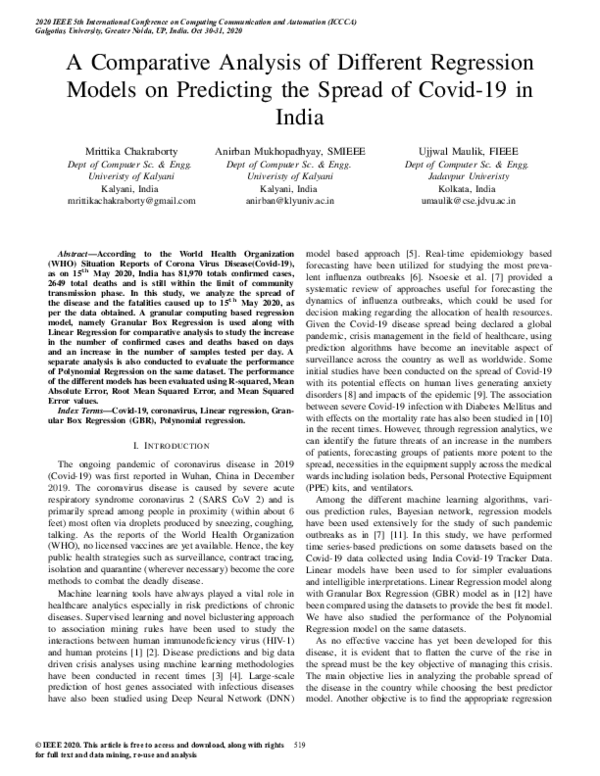 (PDF) A Comparative Analysis of Different Regression Models on ...