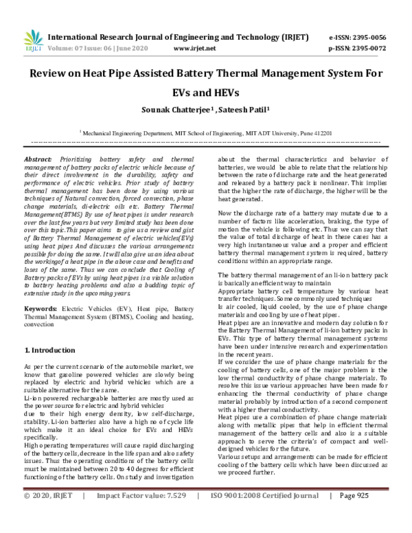 (PDF) Review on Heat Pipe Assisted Battery Thermal Management System ...