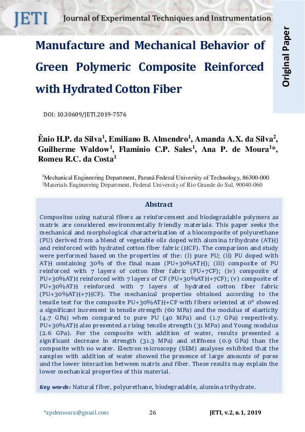 (PDF) Manufacture and Mechanical Behavior of Green Polymeric Composite ...