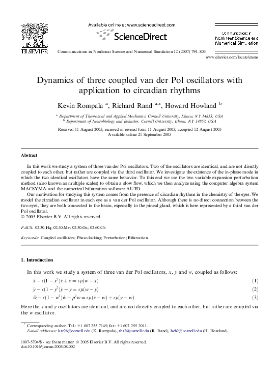 (PDF) Dynamics of three coupled van der Pol oscillators with ...