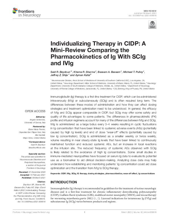 (PDF) Individualizing Therapy in CIDP: A Mini-Review Comparing the ...