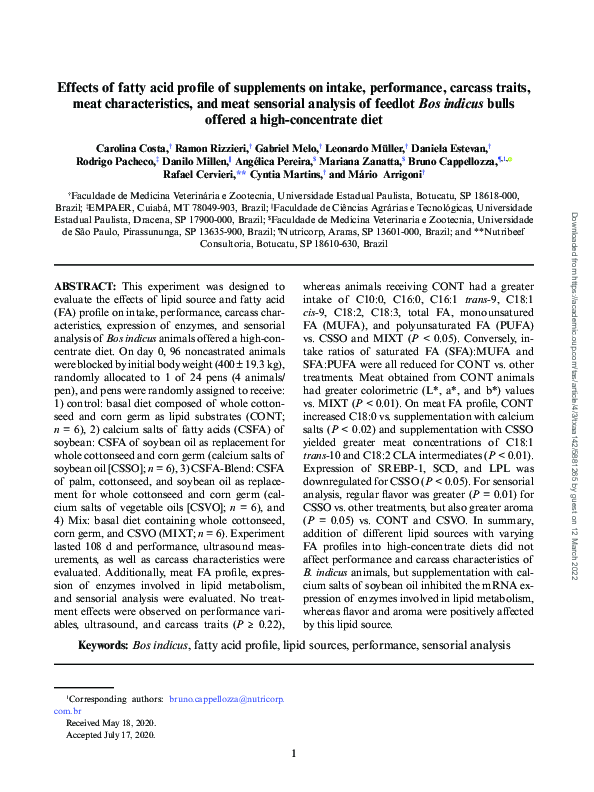 (PDF) Effects of fatty acid profile of supplements on intake ...