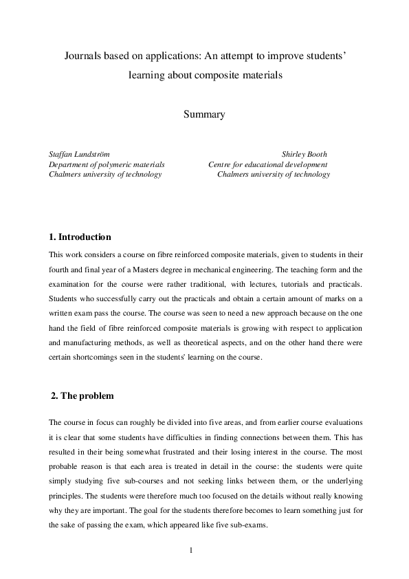 (PDF) Journals based on applications An attempt to improve students