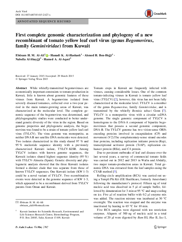 (PDF) First complete genomic characterization and phylogeny of a new ...