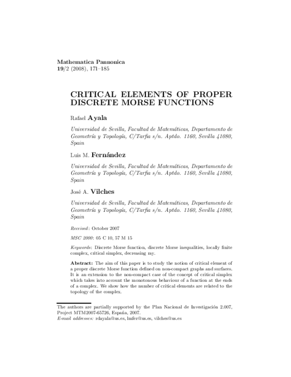(PDF) Critical Elements of Proper Discrete Morse Functions