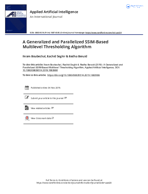(PDF) A Generalized and Parallelized SSIM-Based Multilevel Thresholding ...