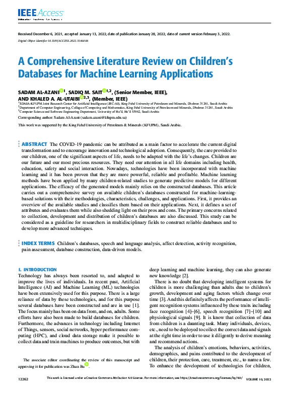 (PDF) A Comprehensive Literature Review on Children’s Databases for ...