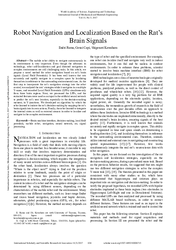 (PDF) Robot Navigation And Localization Based On The Rat'S Brain Signals