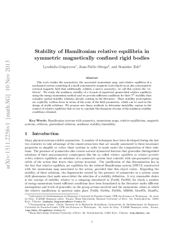 (PDF) Stability of Hamiltonian relative equilibria