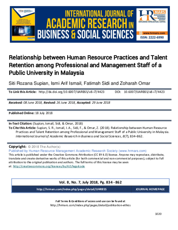 (PDF) Relationship between Human Resource Practices and Talent ...