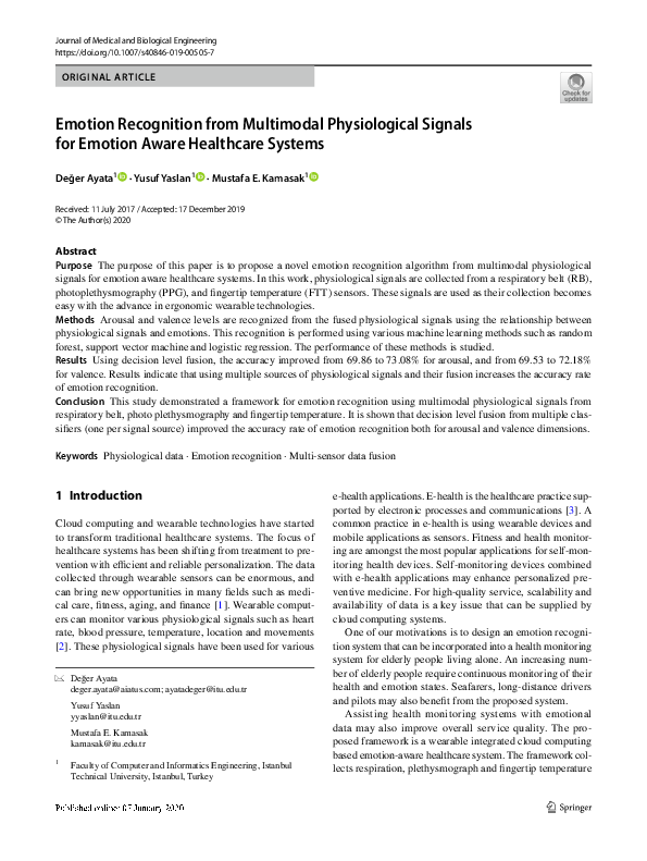 (PDF) Emotion Recognition from Multimodal Physiological Signals for ...