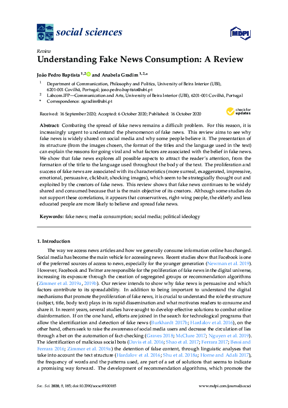 (PDF) Understanding Fake News Consumption: A Review