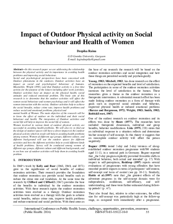 (PDF) Impact of Outdoor Physical activity on Social behaviour and ...