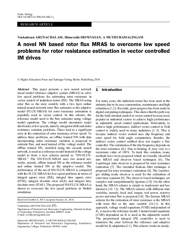 (PDF) A novel NN based rotor flux MRAS to overcome low speed problems ...