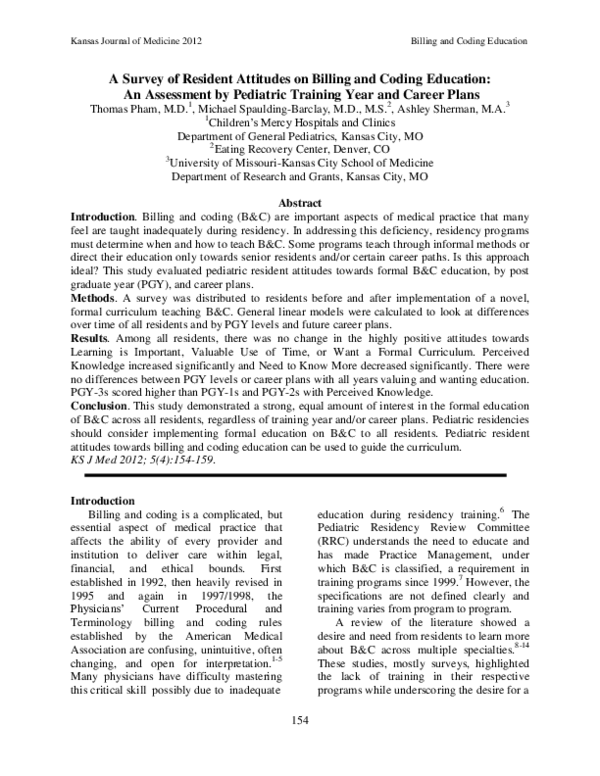 (PDF) A Survey of Resident Attitudes on Billing and Coding Education