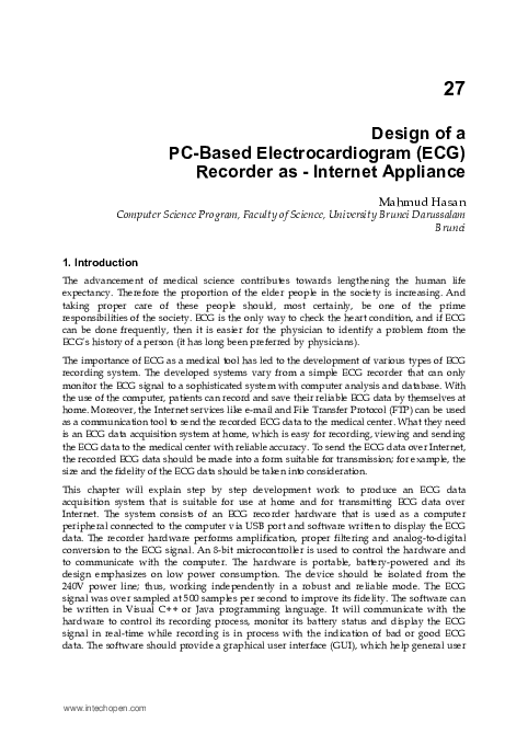 (PDF) Design of a PC-Based Electrocardiogram (ECG) Recorder as ...