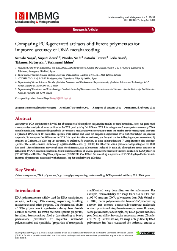 (PDF) PCRgenerated artifacts of different polymerases for