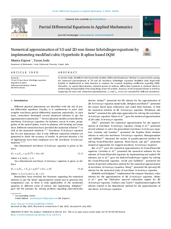 (PDF) Numerical approximation of 1D and 2D non-linear Schrödinger ...